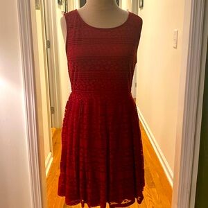 Soft Lacey overlay sleeveless red dress